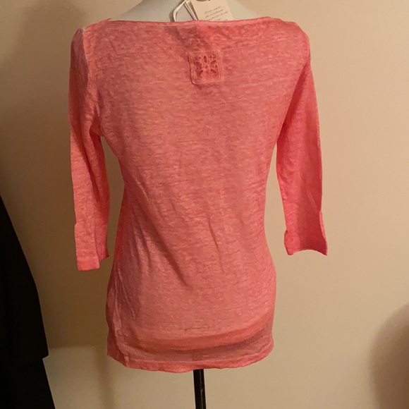 NWT 120% LINO TOP/blouse boat neck Sz S/6 - Picture 4 of 11